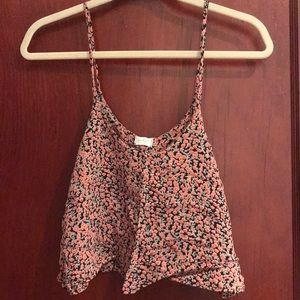 Adorable floral crop tank top - black, size S.